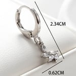 Silver color / 1 Piece Simple Series  Copper Silver Color Zircon Women's Dangle Earrings Picture2